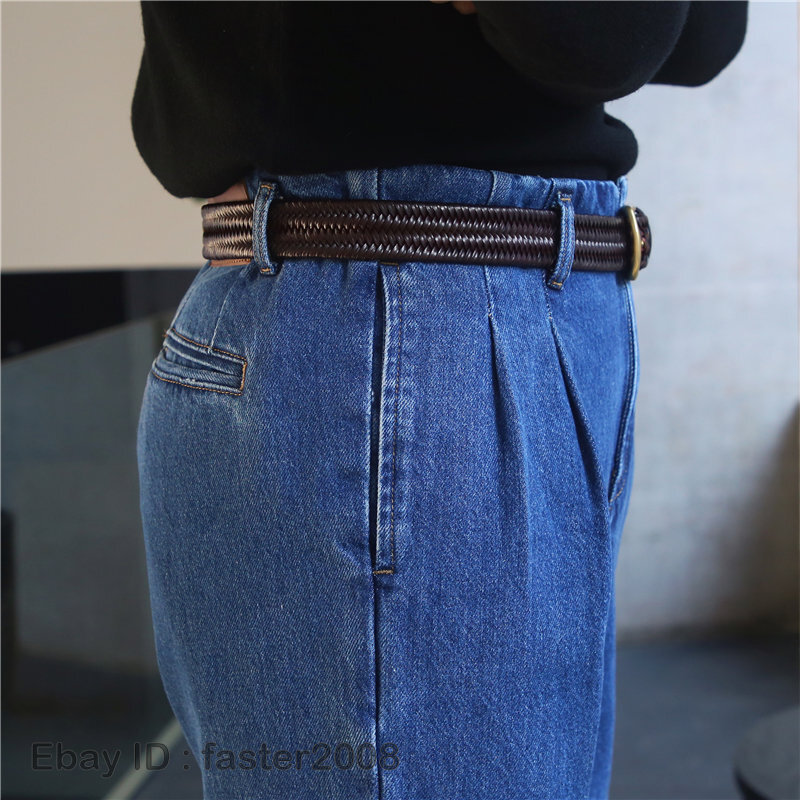 Men's High Waist Curved Jeans with Pleated Detail main image 0