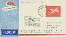 ÖSTERREICH 1958, AUA Kab.-Erstflug „WIEN – LONDON“