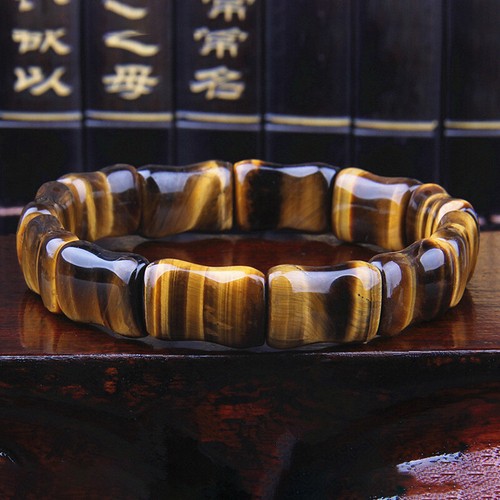 Natürliche Tigeraugen Stein Quarz Kristall Edelstein Stretch Armbänder Armreif - Bild 6 von 9
