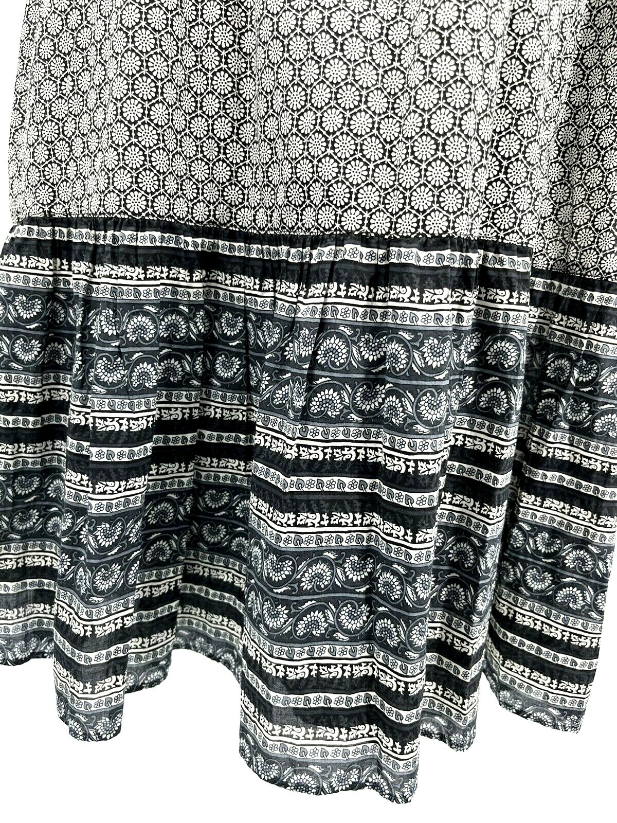 Anna Sui Uniqlo Black White Floral Ruffle Midi Dress Womens Medium Sweed thumbnail 9