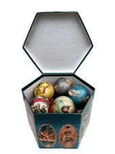 Twelve 12 Glorious Angels Christmas Ornaments Decoupage Original Box Victorian