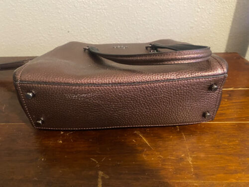 Coach Stanton Carryall 26 in Pebble Leather Metallic Burgundy 36877 - Picture 5 of 20