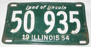 1950 ILLINOIS LICENSE PLATE 50 935 HOT ROD Green & White MAN CAVE DAD'S GARAGE