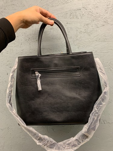 French Connection Alana Tote Black Faux Leather Suede Tassel Handbag NWT - Picture 5 of 12