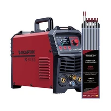 ARCCAPTAIN HF DC TIG Welder 200A & TIG Welding Tungsten Red 10-Pack 1/16"x 7"