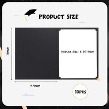 Certificate Holders, 12 Pack Black Diploma Holders with Gold Foil Border, Certif