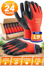 24 PAIRS NEW LATEX COATED WORK GLOVES SAFETY DURABLE GARDEN GRIP BUILDERS (L-9)