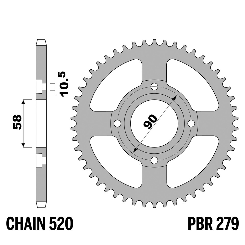 Pignon arrière PBR 45 dents pas 520 en acier pour remplacer une couronne usée sur KTM Duke 125