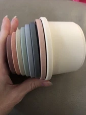 Lot 8 Mushie baby Toddler Stacking Cups Mauve Blush Set Preowned Good Condition