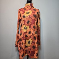 Nasty Gal Retro Flower Power Turtleneck Long Sleeve Dress Size 10