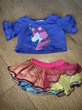 Build A Bear Workshop Rainbow Tulle Sequined Skirt Unicorn Top Teddy Clothes BAB