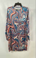 Fashion Nova Women's Velvet Swirl Mini Dress Teal Red Long Sleeve NWT Sz 2XL