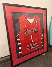 Fresno State Bulldogs Basketball Framed Jersey Tyler Johnson Game Jersey Signed 