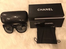 CHANEL 5358 C.501/26 Oversized Black Plastic Sunglasses Gray Tinted UV400 140mm