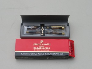 PIERRE CARDIN CASABLANCA GOLDEN LACQUERED ROLLER PEN BALL POINT SET NIP