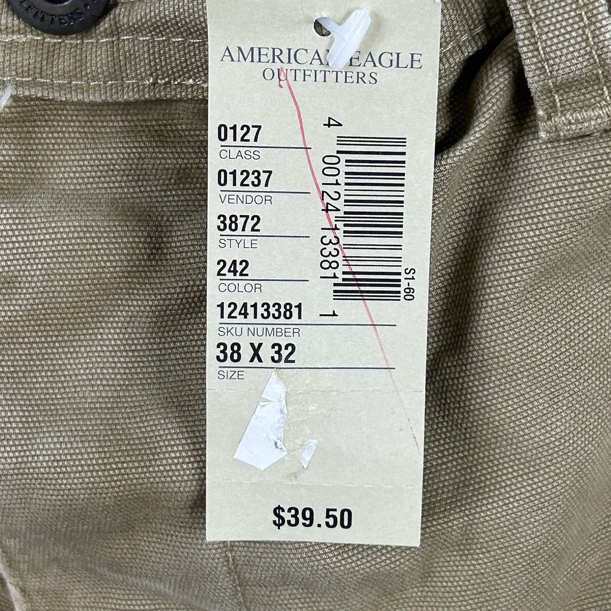 TAN セット Vintage American Eagle Jeans Workwear Mens 38x32 Khaki Baggy