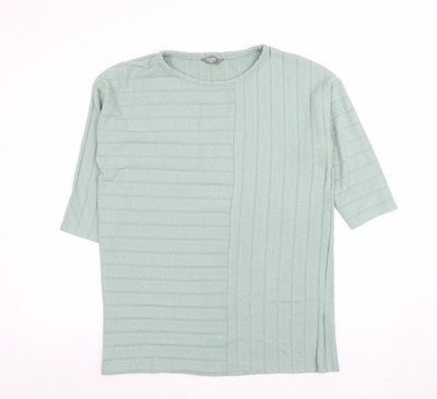 Muskat Damen grün gestreiftes Kurzarm T-Shirt Größe 12