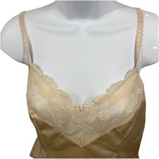 Vintage Lace Camisole Womens 34 Cream Lingerie Tank Top Made USA 90s 80s