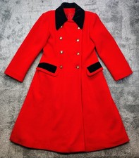 Rothschild Girls Winter Coat Red w/ Black Velvet Trim Wool Blend Size 12 EUC 