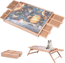 29.92"X22.04"Wooden Puzzle Table with Drawers Cover and Folding Legs,1000 Piece