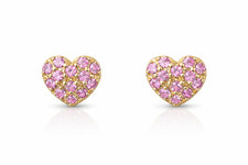 yellow gold white gold heart shape cz stud earrings yellow gold 14k