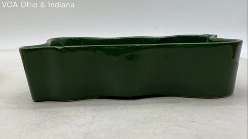 Vintage McCoy Pottery 4043 Wavy Edge Planter Dish Dark Green USA