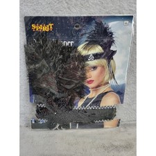 Spirit Halloween Deluxe Flapper Headband Black Feather Sequin Costume Accessory