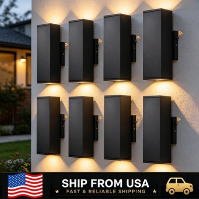 LETRY Light Sensing Rectangle LED Outdoor Waterproof Wall Sconce 10.63in 8 Pack