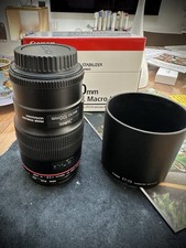 Canon EF 100mm f/2.8L Macro IS USM Lens Box Hood Hoya EVO UV Filter Excellent
