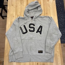 Vintage Ralph Lauren Polo Jeans Company USA Hoodie Zip Sweatshirt L Distressed