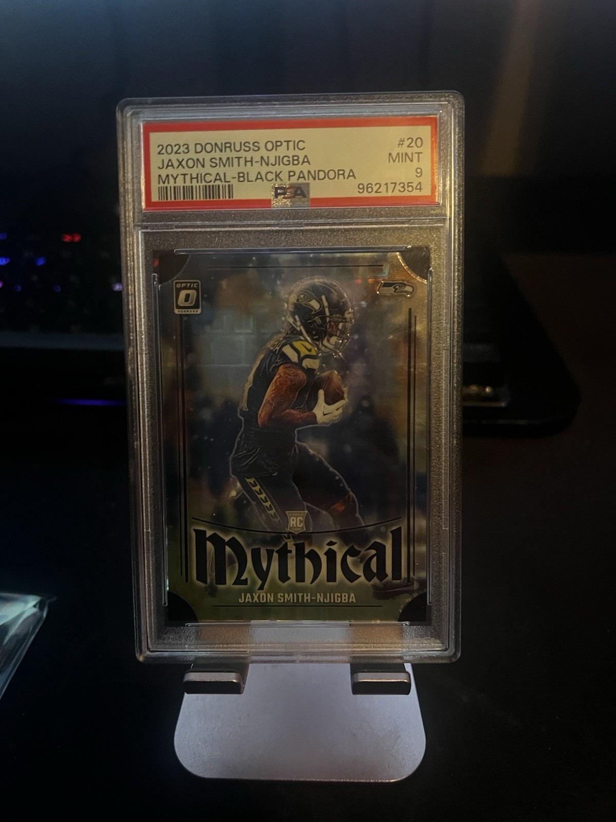 2023 Donruss Optic Jaxon Smith-Njigba Mythical Black Pandora /25 (RC) #20 PSA 9