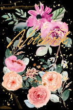 Notebook: Floral, Black Background with Gold Notebook And/Or Journal