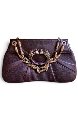 GUCCI Vintage Limited Edition Tom Ford Jewel Dragon Purple Leather Bag 