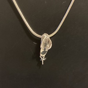 .925 Sterling Silver Flip Flop Pendant 1/2” With Bail For Pearl Or Stone