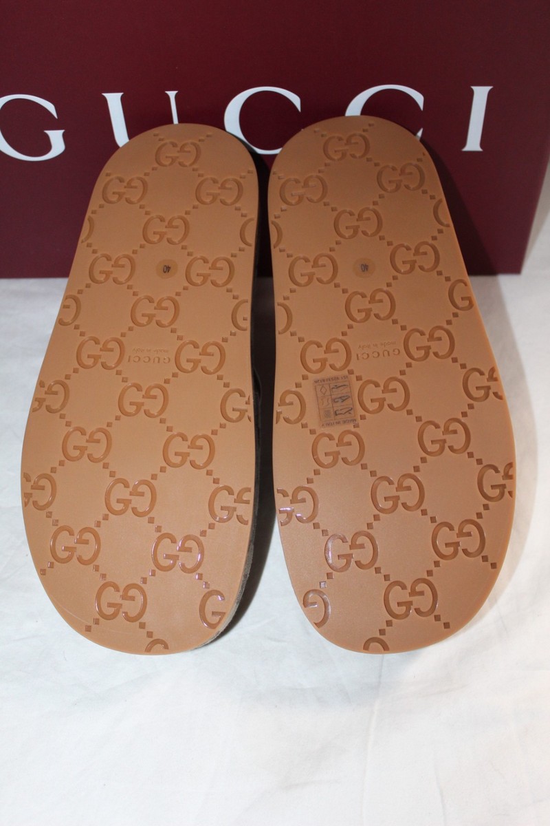 GUCCI スリッパタイプミュール ブラウン系 NWB Gucci GG Supreme Padded Platform Sandals Slides Beige Ebony 40