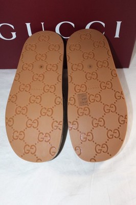 NWB Gucci GG Supreme Padded Platform Sandals Slides Beige Ebony 40