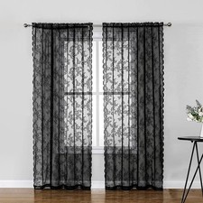 Aesthetic Black Lace Window Curtains for Chic Home Decor 100cm x 140cm