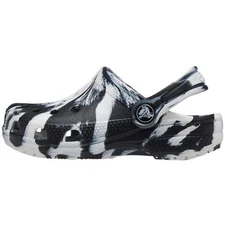 Crocs Classic Marbled Clog Kids Tie-Dye Black/White Slip-On Shoes Sizes: 1-13