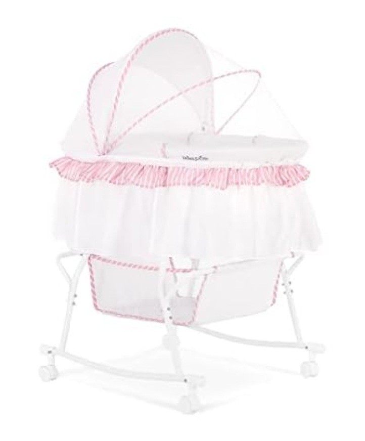 Dream On Me Lacy Portable 2-in-1 Bassinet & Cradle With Storage Basket