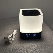 Bluetooth Speaker Night Light, Wireless Alarm Clock, MP3 Player, Dimmable Lamp