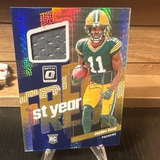 2023 Donruss Optic Jayden Reed Rookie 1st Year Fresh Patch Blue Hyper Prizm