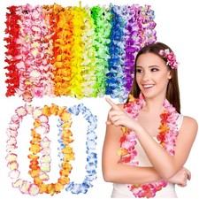 50pcs Leis for Luau Party - Colorful Hawaiian Leis Bulk Tropical Flower Lais ...