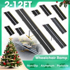 2/3/4/5/6/7/8/10/12FT Home Wheelchair Ramp Non-Skid Folding Aluminum Ramps Steps