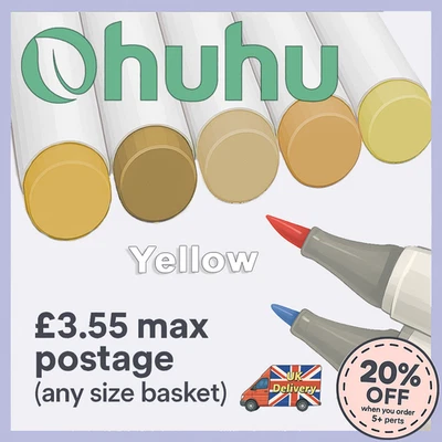 Ohuhu Honolulu B Alcohol Markers – Y Yellow (Individual, Brush & Fine Tip)