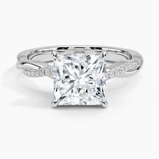 2.00 Ct Princess Cut E VS1 Twisted Vine Lab Grown Diamond Ring in 14K White Gold
