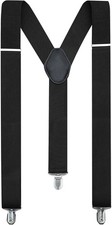 Suspenders for Men Heavy Duty Tuxedo Dress Pants 1.4 inch Solid Black