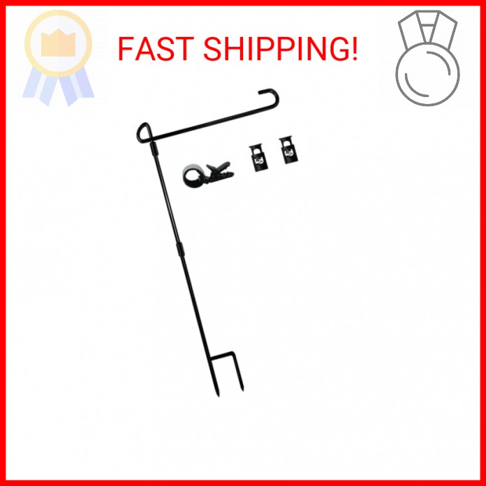 Garden Flag Stand-Holder-Pole with Flag Stopper and Clip Waterproof