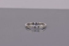 JD Sterling Silver 2mm Diamond Accented Wavy Band Ring 925 Sz: 7