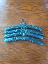 Lot of 4 Padded Green Hangers With Bows Lingerie Boudoir Clothes 1Bow Is Missing