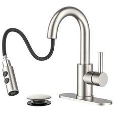 Bathroom Faucet 1 Hole with Pull Down Sprayer, 3 Hole Brushed Nickel Bathroom...